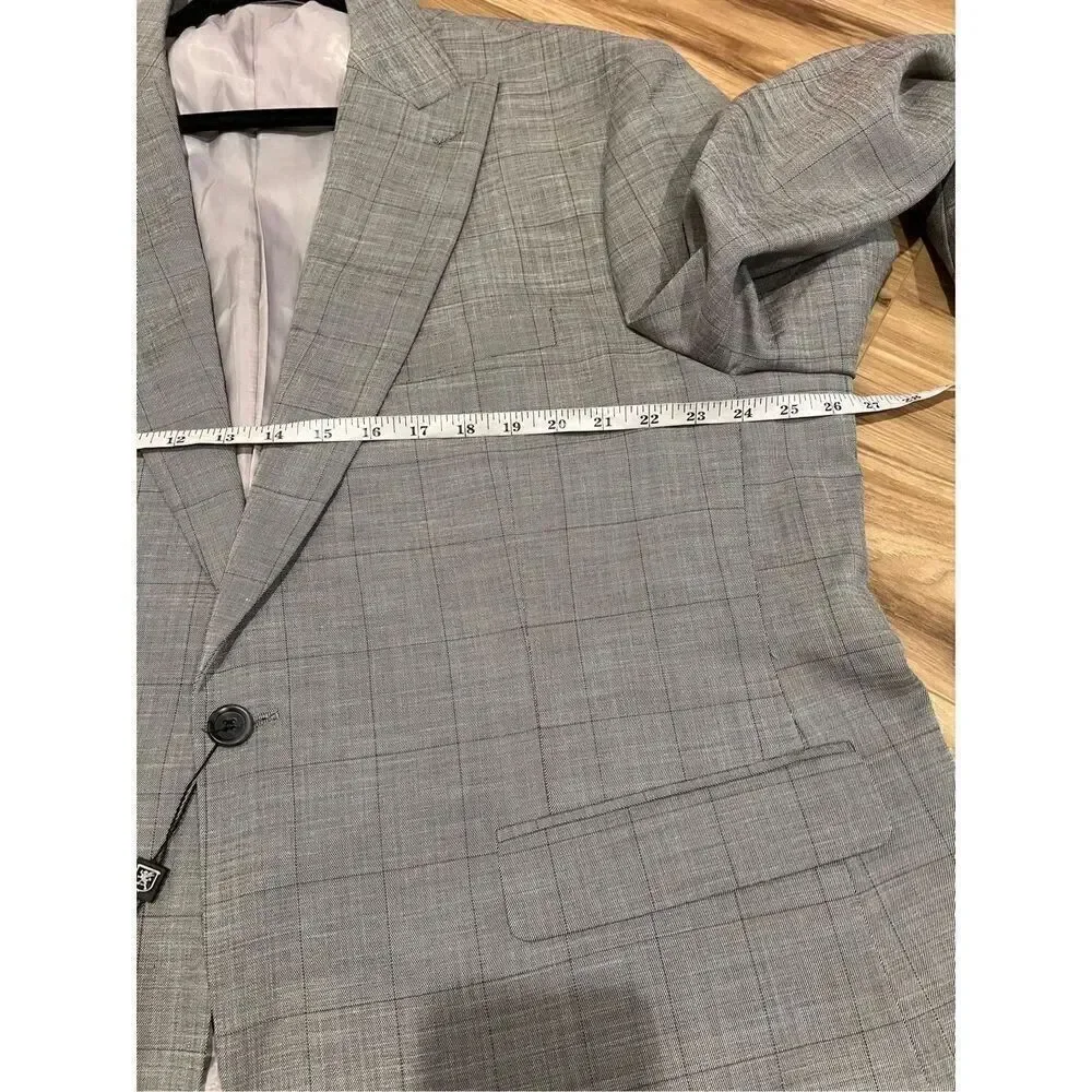 Stacy Adams NWT Men's Grey Single Breasted Suit Jacket Blazer Size 50R